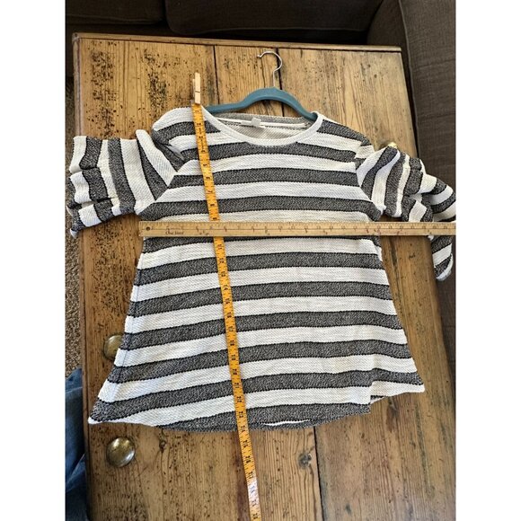 Style & Co Womens Black Striped Sweater Small Long sleeve balloon pullover round - Picture 7 of 7